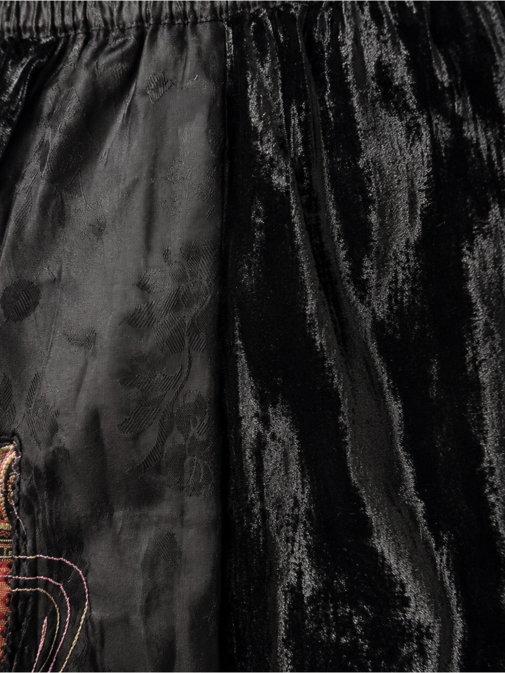 Dark Academia Black Velvet Burnout Patchwork Maxi Skirt Boho Whimsigoth Artsy, S - Picture 10 of 16